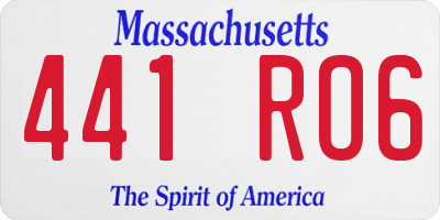 MA license plate 441RO6