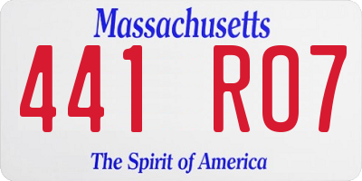 MA license plate 441RO7