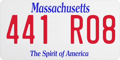 MA license plate 441RO8