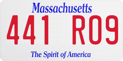 MA license plate 441RO9