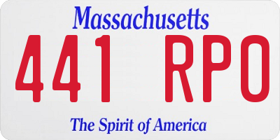 MA license plate 441RP0