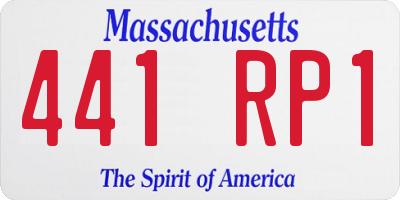 MA license plate 441RP1