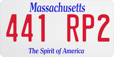 MA license plate 441RP2
