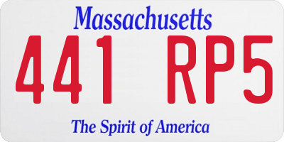 MA license plate 441RP5