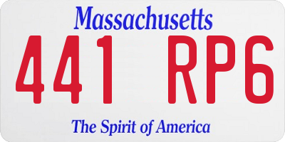 MA license plate 441RP6