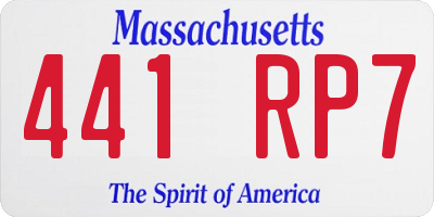 MA license plate 441RP7