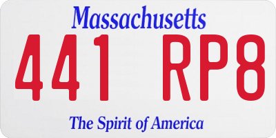 MA license plate 441RP8