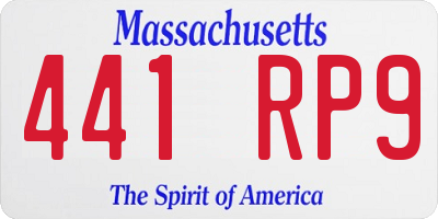 MA license plate 441RP9