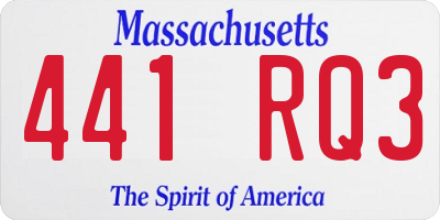 MA license plate 441RQ3