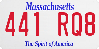 MA license plate 441RQ8