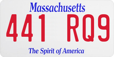 MA license plate 441RQ9