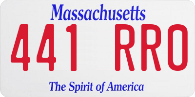 MA license plate 441RR0