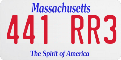 MA license plate 441RR3