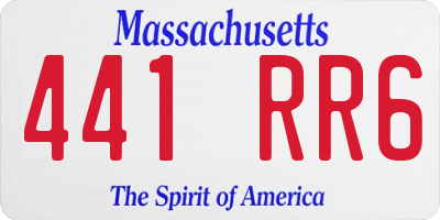 MA license plate 441RR6