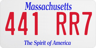 MA license plate 441RR7