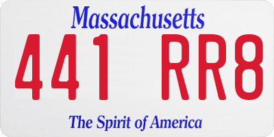MA license plate 441RR8