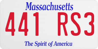 MA license plate 441RS3