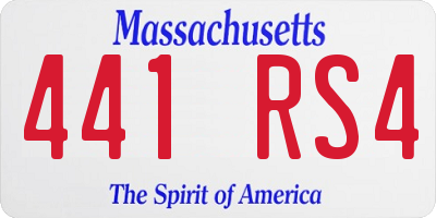 MA license plate 441RS4