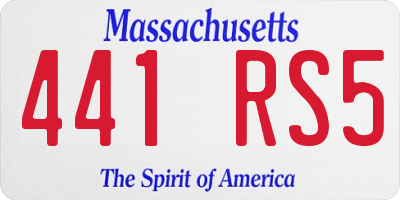 MA license plate 441RS5