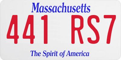 MA license plate 441RS7