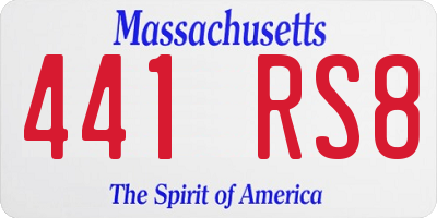 MA license plate 441RS8