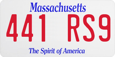 MA license plate 441RS9