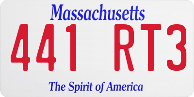 MA license plate 441RT3