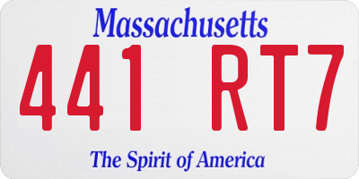 MA license plate 441RT7