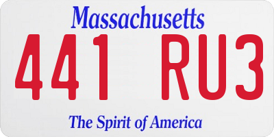MA license plate 441RU3