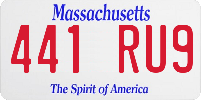 MA license plate 441RU9