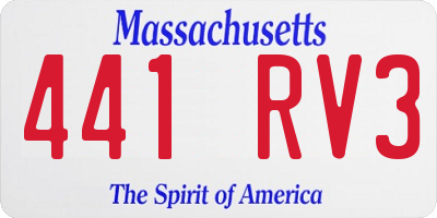MA license plate 441RV3