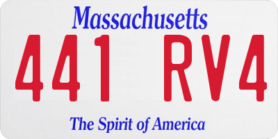 MA license plate 441RV4