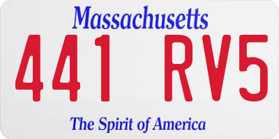 MA license plate 441RV5