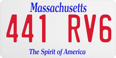 MA license plate 441RV6