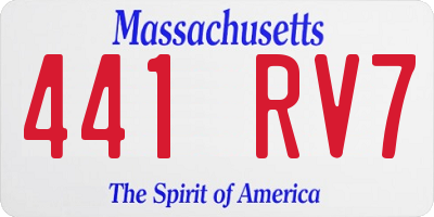 MA license plate 441RV7