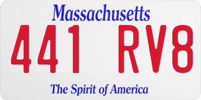 MA license plate 441RV8