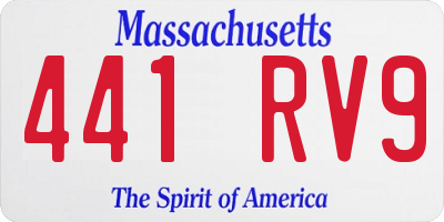 MA license plate 441RV9