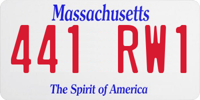 MA license plate 441RW1