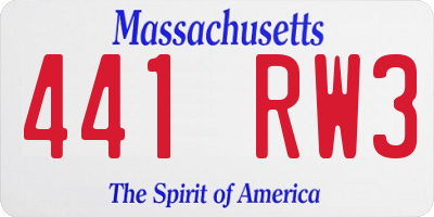 MA license plate 441RW3