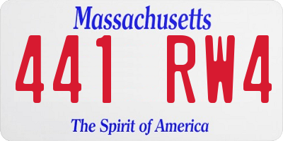 MA license plate 441RW4