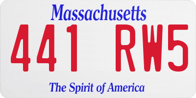 MA license plate 441RW5