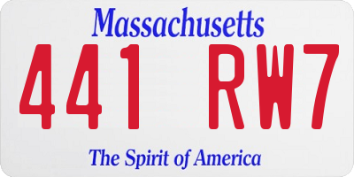 MA license plate 441RW7