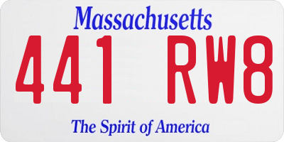 MA license plate 441RW8