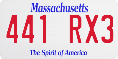 MA license plate 441RX3