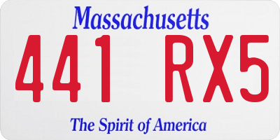 MA license plate 441RX5