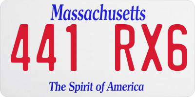 MA license plate 441RX6