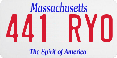 MA license plate 441RY0