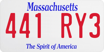 MA license plate 441RY3