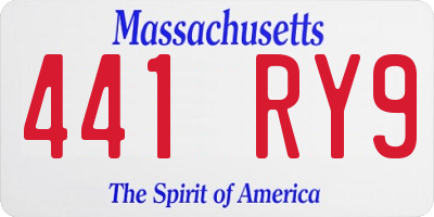 MA license plate 441RY9