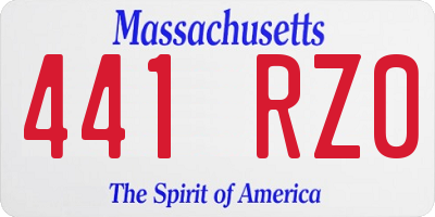 MA license plate 441RZ0